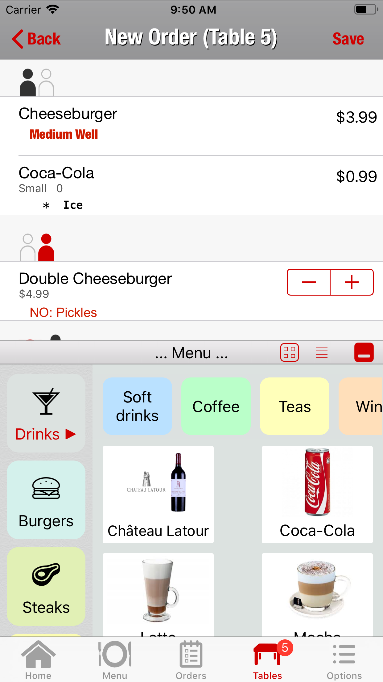 Restaurant POS system, Waiter POS, create new order